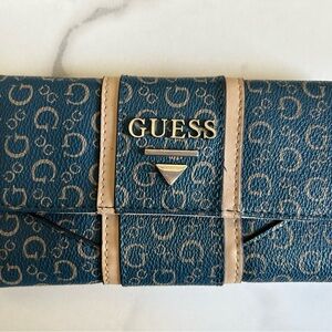 GUESS Blue and Tan Wallet